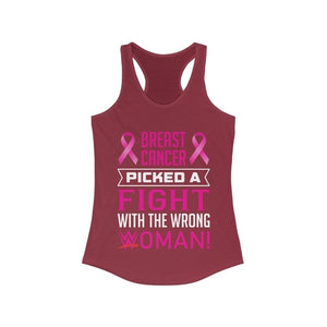 Picked a Fight with the Wrong Woman Breast Cancer Awareness Racerback