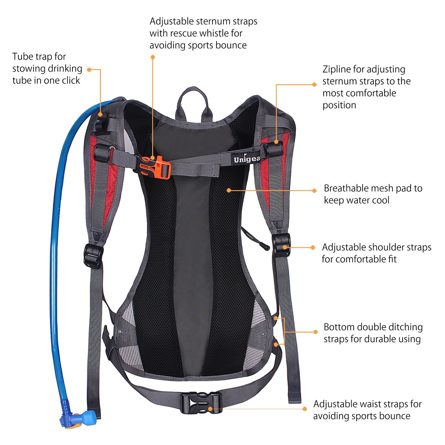 Unigear Hydration Pack Backpack with 70 oz 2L Water Bladder