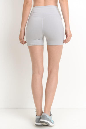 High Waist Shorts with Pockets - Ice Gray