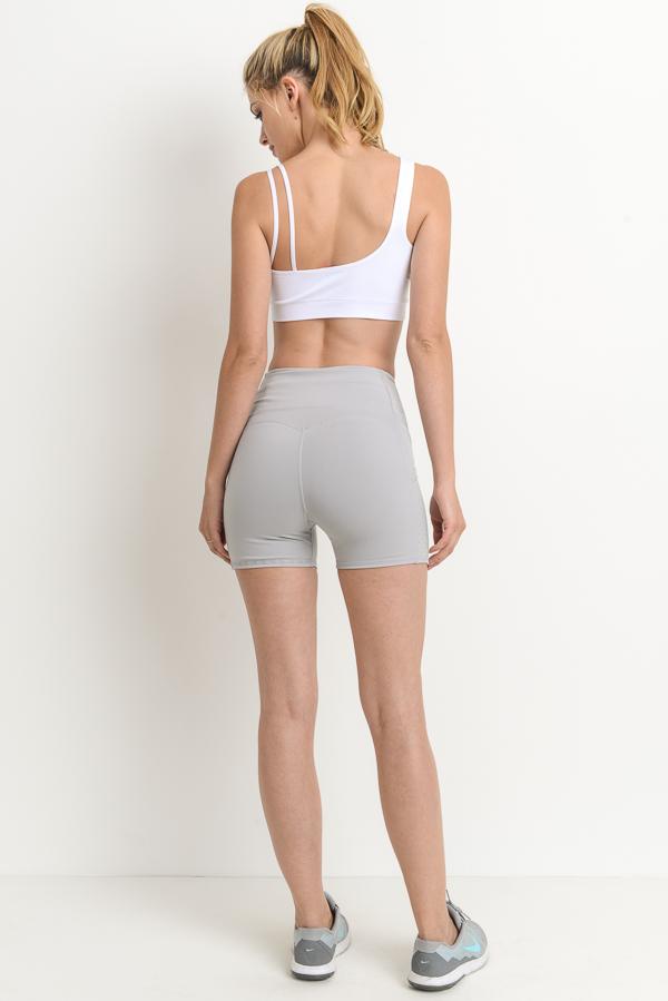 High Waist Shorts with Pockets - Ice Gray