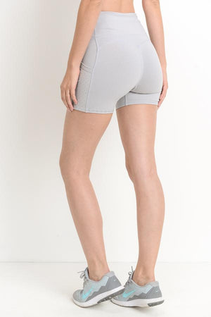 High Waist Shorts with Pockets - Ice Gray