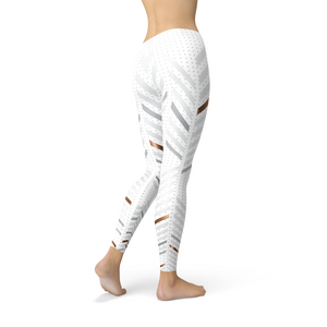 Womens White Stripes Leggings